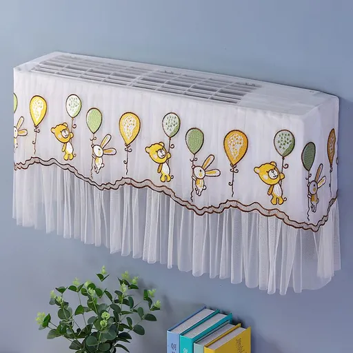 1.5P Air Conditioner Dust Cover Dustproof Wall Mounted Air Conditioner Protective Case Home Decorative Dust Cover Bear Rabbit Green Yellow Balloons 1.5P‑2P Within 94cm/37in