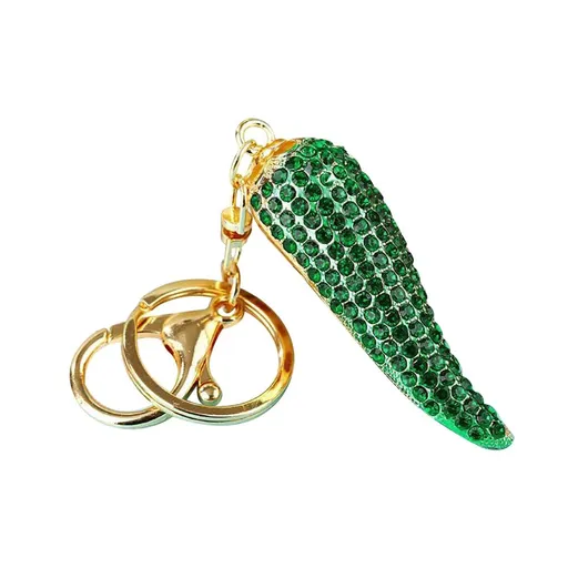 "Chili Pepper Keychain,Bling Bling Crystal Keyring Keychain Diamond Key Chain Pendants Charm Key Holder （2pcs）