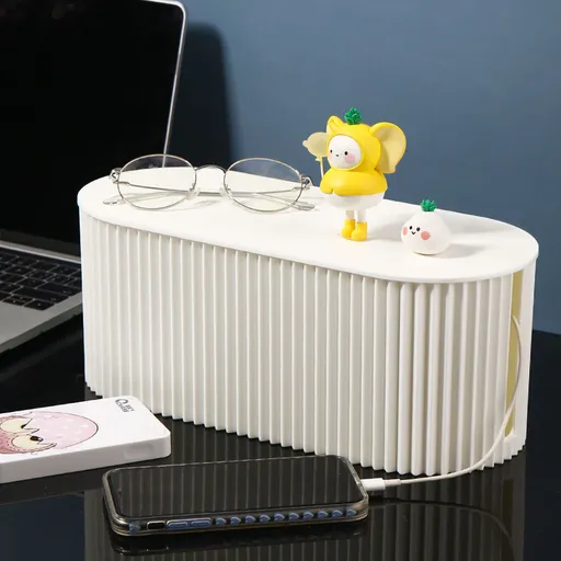 Cable Organizer Box Large Capacity Durable ABS Detachable Cover Insulated Cord Management Box for PC TV Appliances White Large Size