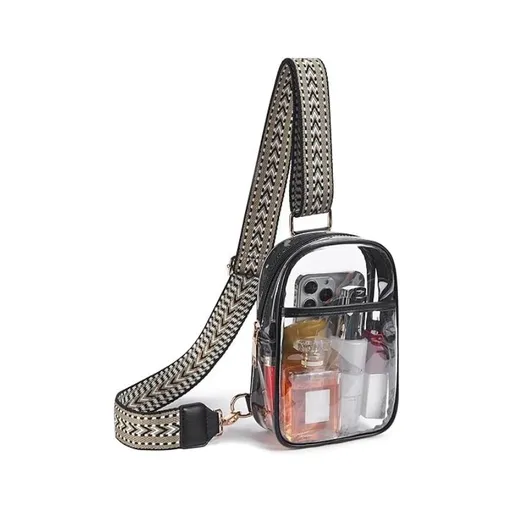 Clear Sling Bag, Clear Stadium Approved Crossbody Bag Purses for Women Heavy Duty Transparent Chest Bag with Adjustable Strap