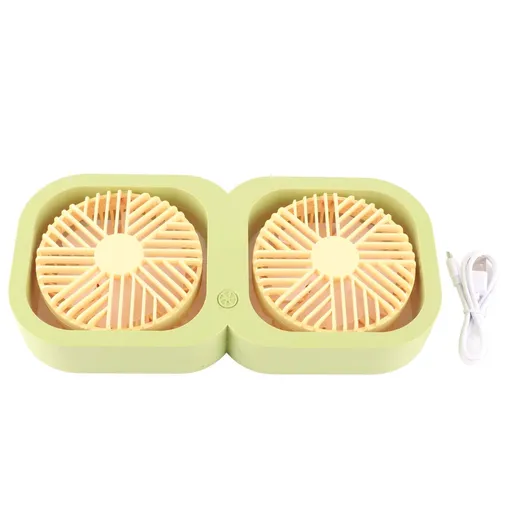 Double Head Desktop Fan 2 Speed Adjustment USB Cooling Fan with Battery For Office Bedroom Dorm Classroom Summer Gift Melon Green