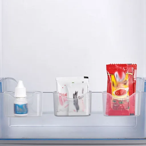 4-Pack Plastic Refrigerator Hanging Storage Boxes for Sauce Bags and Food Organization