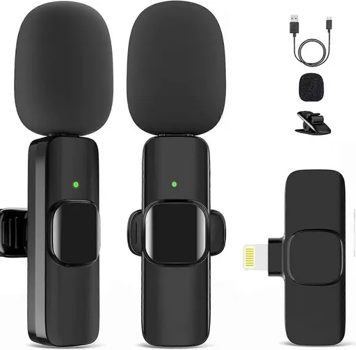 2-Pack Wireless Lavalier Microphones - Clip-on Mini Mics for iPhone Recording