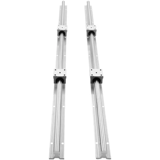 Linear Guide Rail Set, SBR20 1000mm, 2 PCS 39.4 in/1000 mm SBR20 Guide Rails and 4 PCS SBR20UU Slide Blocks, Linear Rails and Bearings Kit for Automated Machines DIY Project CNC Router Machines