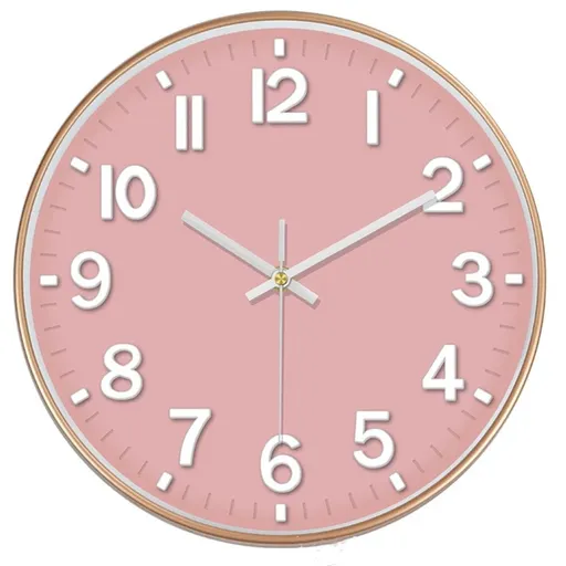 12 Inch Wall Clock, 3D Number Quartz Battery Operated Silent Non-Ticking Round Wall Clocks for Office Bedroom Decorative（Battery not included）