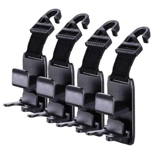 Car Seat Headrest Hook, 4 Pack Adjustable Car Storage Headrest Hanger Holder Hooks, Vehicle Strong and Durable Backseat Hanger