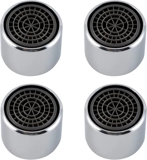 4 Pack Faucet Aerator, Kitchen Sink Aerator Shell with Built-in Filter, 55/64 Female Thread Bathroom Faucet Filter, Splash-Proof, Chrome Finish