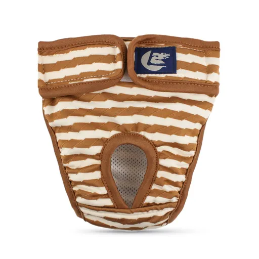 Striped Dog Physiological Pants with Adjustable Magic Tape Waistband, Machine Washable Pet Diapers for Heat Cycle, Travel, and Daily Indoor or Outdoor Use (L, Brown)