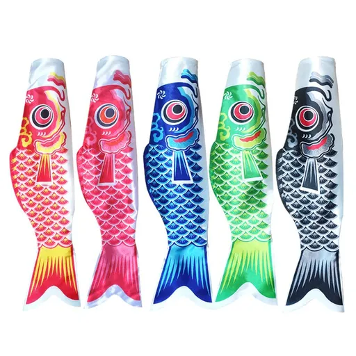 5 pcs Japanese Carp Windsock Streamer Fish Flag Kite Koinobori Hanging Decor for Japanese Sushi Bar Izakaya Room 20cm