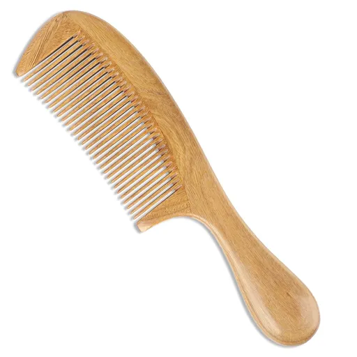 Natural Green Sandalwood Hair Combs - Anti-Static Sandalwood Scent Natural Hair Detangler Wooden Comb (Fine Tooth)