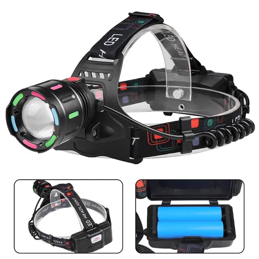 Fourth Gear With 2*18650 Batteries Rechargeable White Laser Headlamp - Long-Range Zoomable Headlight for Night Fishing and Hiking
