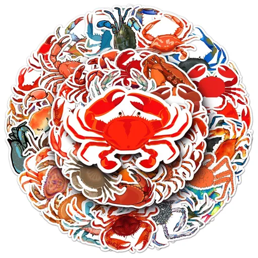 Crab Stickers 50Pcs Lifelike Red Crab Sea Animal Decor Stickers Waterproof Vinyl Decals for Water Bottles Bicycle Laptop