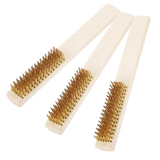 3 pcs Silk Brush Wood Handle Wire Brush Brush Oil Paint Brush Steel Wire Walnut Wire Brush for Rust Removal Wooden Handle Clean