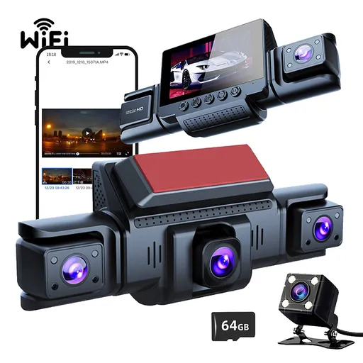 4 Channel 5G WiFi Dashcam FHD 1080P 170° Wide Angle G-Sensor with 64GB Card