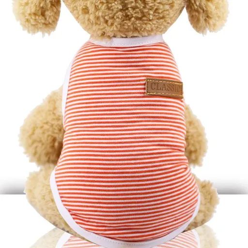 shine Dog Cat Vest Cotton Striped Small Medium Vest-Orange Stripe XL Bust 50cm Back Length 40cm