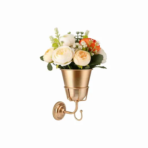 Handcrafted Opal Wall Vessel, Gold Vintage Brass Container Vase, Versatile Hanging Organizer, Wall Vessel Vases for Flowers