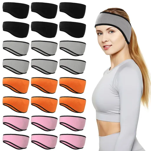 24PCS Fleece Ear Warmer Headband, Winter Headband for Running, Workout, Yoga, Men & Women Winter Ear Muffs for Outdoor Activities