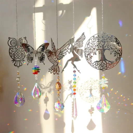 Indoor Window Sun Catcher Colorful Crystal Suncatcher Prism Rainbow Maker Indoor Ornament Home Party Decor Gifts for Mom 5 Pieces
