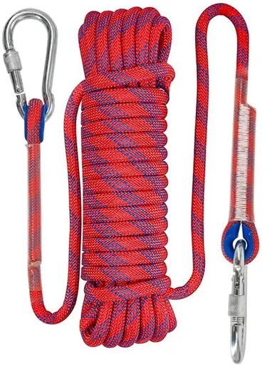 Rope - 10 Meters - 10mm Thickness - Includes Carabiner - Sturdy Climbing Rope for Magnet Fishing - Red - Escape Fire Rescue Rope - Climbing Rope