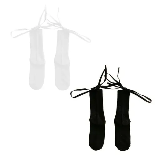 Cross-Tie Women Lolita Socks Bandage Stockings Korean Style Middle Tube Socks - White+Black