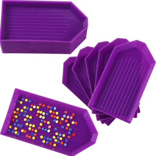 20PCS Purple Plastic Diamond Painting Trays,3.5inches x 1.9inches Bead Sorting Trays Organizer, Diamond Painting Tool Accessories