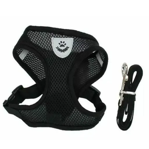 L Size Pet Dog Cat Puppy Soft Leash VEST Mesh Breathe Adjustable Harness Braces Clothes - Black