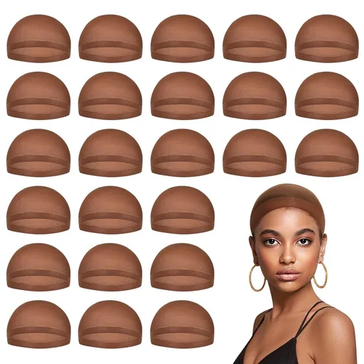 Brown Wig Caps for Women, Stocking Cap Lace Front Wig, Dark 24 PCS