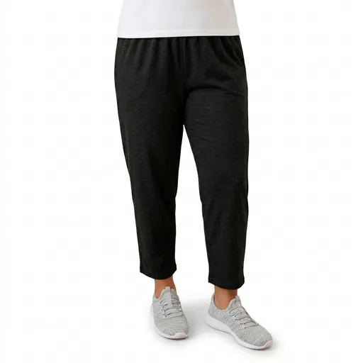 Idyl Womens Relaxed Fit Crop 100% Cotton Leggings Pants Trousers - Black