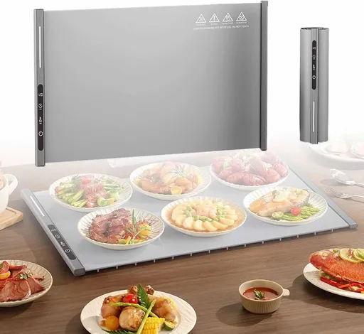 250W roll-up electric hot plate with 8 temperature settings and a 6-hour timer, for buffets, made of waterproof silicone, grey