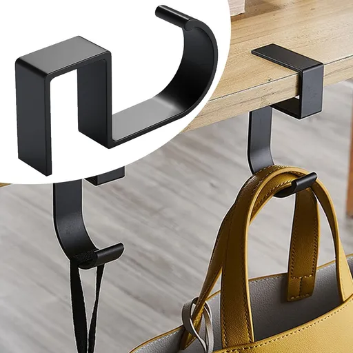 1 Piece Purse Hook for Table, Heavy Duty Alloy Desk Bag Mount Hanger, Multi-Purpose Handbag Holder for Desktop Organizer, Black, 4.7 x 10 cm