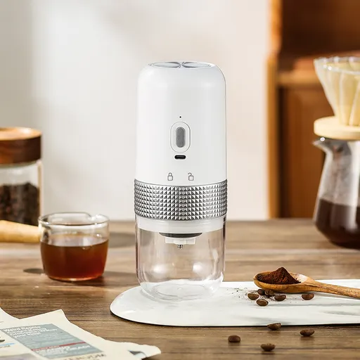 Wireless Portable Electric Coffee Grinder - Adjustable Coarseness, USB-C Rechargeable, One-Touch Operation(white)