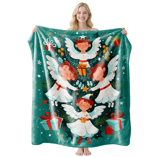 Snuggly Flannel Holiday Throw Blanket, Christmas & Halloween Air‑Conditioning Blanket, Nice Holiday Gifting Option For Living Room, Style FLR‑185, Size M, 100x150cm