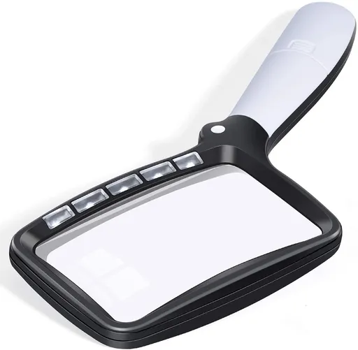 Folding Magnifying Glass with Light, Large Hand Magnifying Glass Handheld Folding Reading Magnifier 3X Magnification with