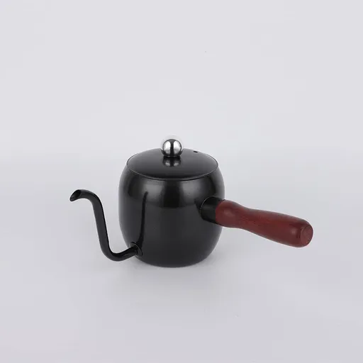 Gooseneck Pour Over Coffee Kettle with Wooden Handle, Stovetop Greek Coffee Pot,Stainless Steel,18oz / 500ml,Medium