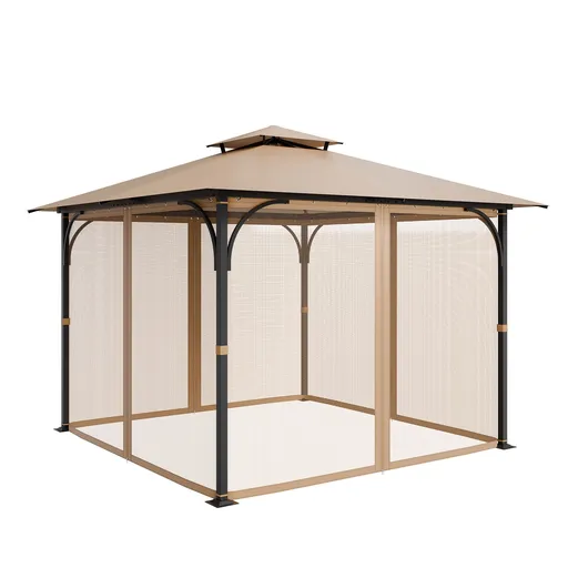 Gazebo Netting Replacement, Fit Most 10 x 10 x 7 FT Gazebo Curtain, Outdoor Garden Net, 4-Panel Sidewall Mesh Net, Patio Midge Netting with Double Zipper, Canopy Screen (Netting Only)
