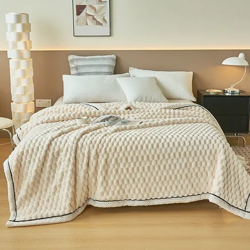 Extra Thick Flannel Fleece Throw Blanket | Double Layer Warm & Soft Blanket for Bed, Couch, or Office Nap | 200x150cm Microfiber Polyester Blanket for Adults, Winter, Camping, or Home