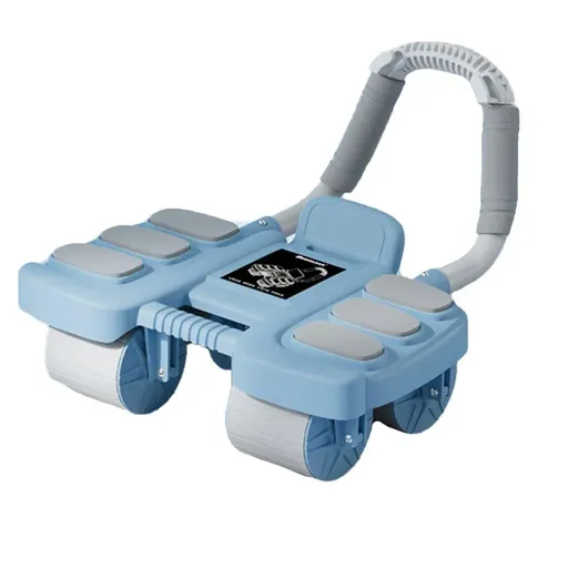 Four Wheel Abdominal Exercise Roller Elbow Support for Core Strength Training - Blue