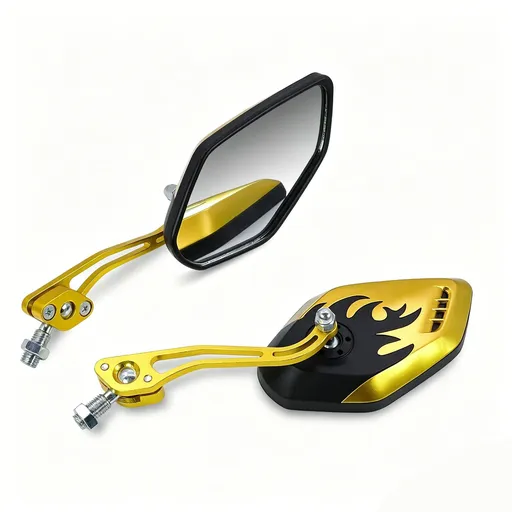 1 Pair Motorcycle Bicycle Rearview Mirror With Mount, Gold