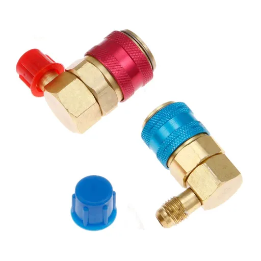 134a Adapter Fittings Quick Connector, 1/4" SAE Male Flare High/Low A/C Freon Manifold Gauge Hose Conversion Kit