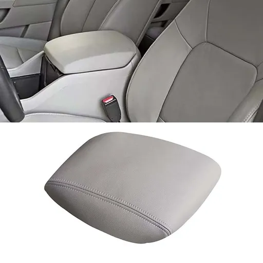 For Honda For Pilot 2009-2015 Leather Center Console Lid Armrest Cover Microfiber Protective Skin, Grey