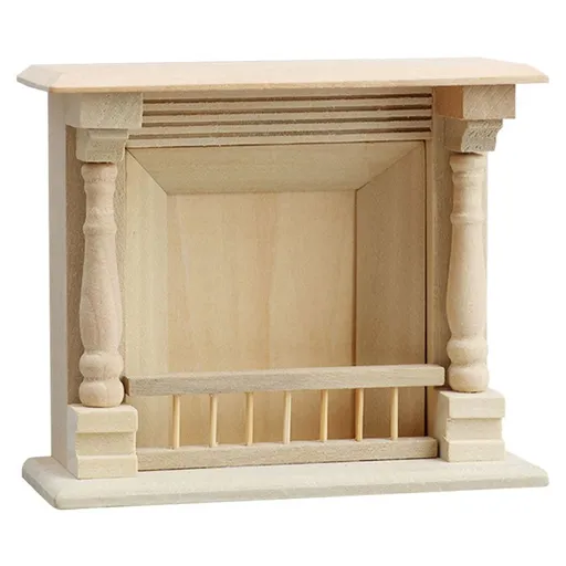 Miniature Dollhouse Fireplace Wall Furniture Accessory Toy in Khaki Color for Home Decor