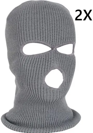 2x Facemask I Sports hat I Three-hole hat I Ski hat I Bivouac I Balaclava I One Size I Gray