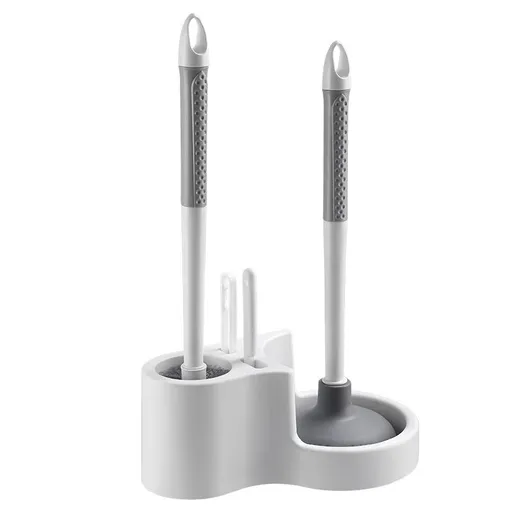 Toilet Cleaning Tool Set - 4 in 1 Bathroom Plunger and Brush Kit with Wall Mount Holder