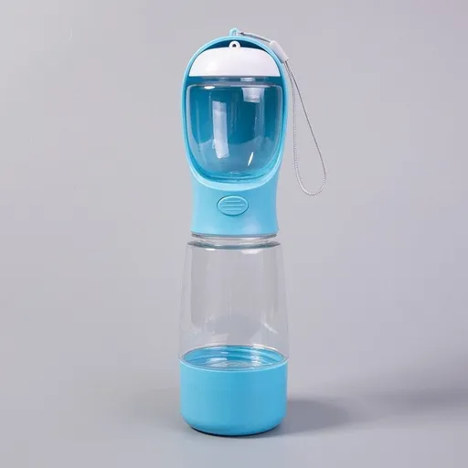 Outdoor 3-in-1 Dog & Cat Travel Water Food Cup, Dark Blue, 400ml Water 150ml Food Holder Equipped With Waste Box and Hand Strap, Versatile Pet Walking Supply, Christmas Halloween Practical Pet Gift