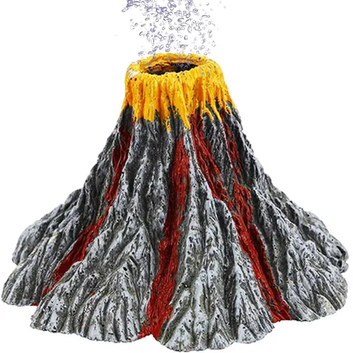 Aquarium Air Bubbler Decoration, Realistic Volcano Ornament for Aquarium Fish Tank (Volcano-L)for fish tank, aquarium