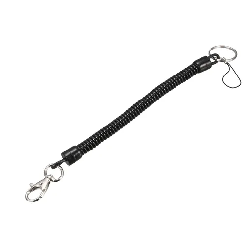 Spiral Retractable Coil Springs Lanyard, Keychain Cord Holder with Lobster Claw Clasps, Stretchy Anti-Theft Rope with Hook 6 pes Black