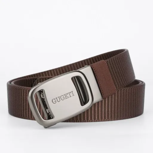 men's belt, outdoor sports belt, canvas belt, alloy automatic buckle, men's accessory, Australian belt, automatic belt men, casual belt, durable belt, travel belt - Dark Brown - Size 120cm-47.2in