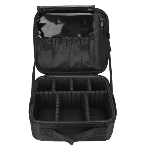 Travel makeup box, makeup train box storage, portable artist storage makeup bag with adjustable divider, suitable for makeup brushes