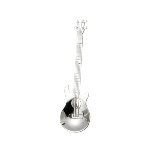 4PCS，304 stainless steel guitar spoon, coffee stirring spoon, guitar shape, fresh dessert spoon gift，Colorful Guitar Spoon Set