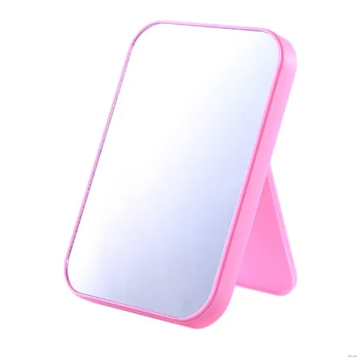 Tabletop Vanity Makeup,Desktop Foldable Makeup Mirror, Coquette Room Decor Mirror(Square Fold, Pink)